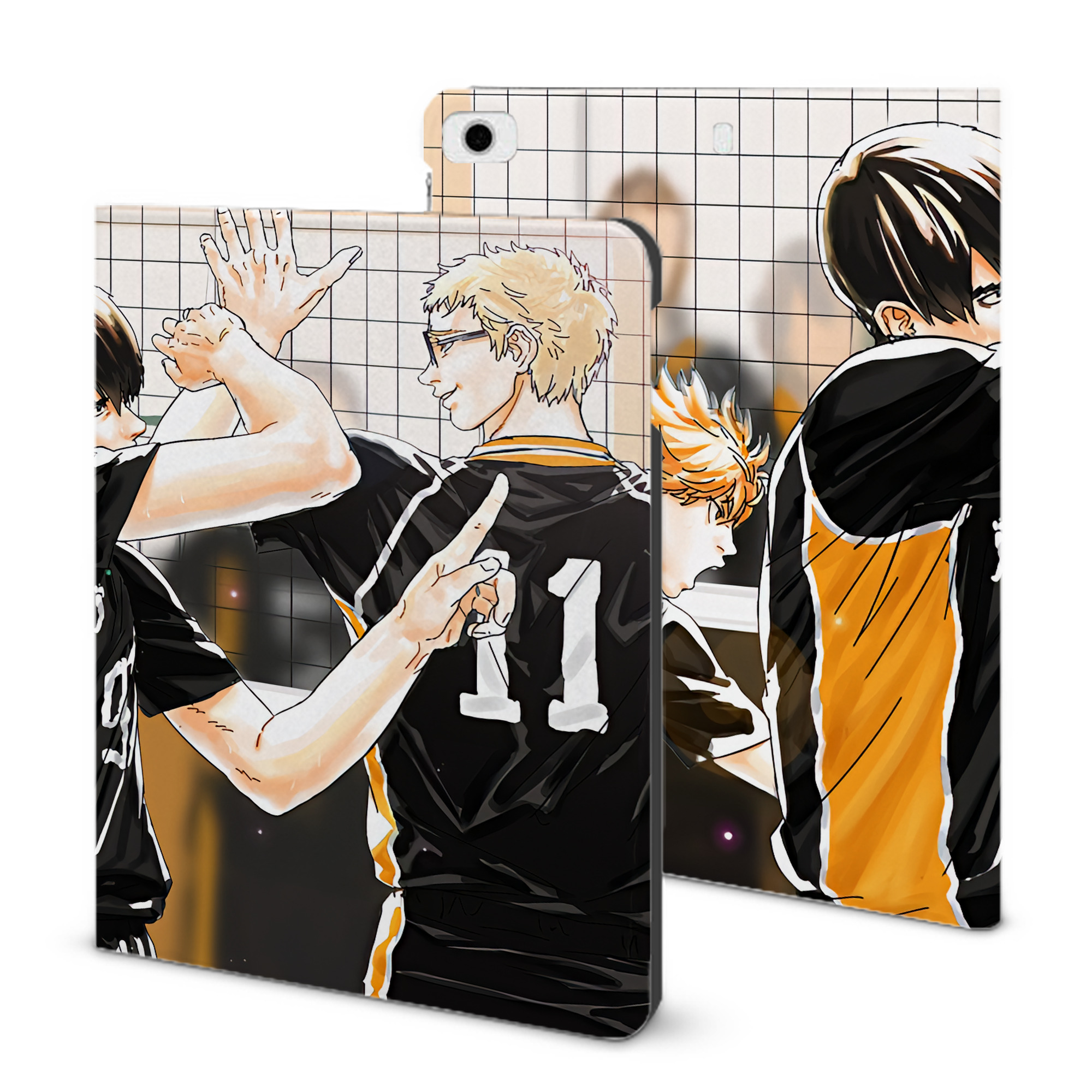 （画像用） ハイキュー!! Haikyu!! IPad ケース ブック型 PUレザー TPU 耐衝撃 軽量 薄型 ペン収納なし 全面保護 IPad 各モデル対応